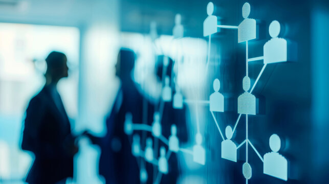 cadre d'entreprise analysant un organigramme sur un tableau.