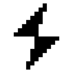 Obraz premium Pixel lightning bolt retro icon. Thunder symbol. Lightning strike vector illustration isolated on white background.