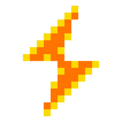 Fototapeta premium Pixel lightning bolt retro icon. Thunder symbol. Lightning strike vector illustration isolated on white background.