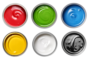 Top view paint collection isolated on transparent background. Generative AI