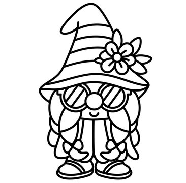 recommend clip art: cute gnome summer beach ocean outline cartoon doodle coloring illustration	
                    