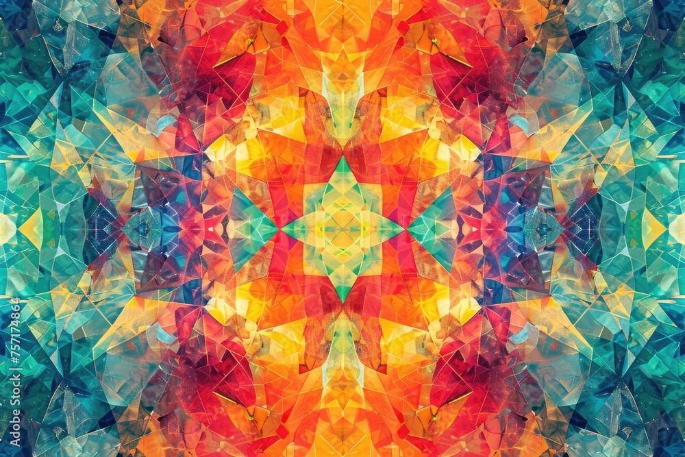 Poster this photo showcases a striking multicolored abstract design with an array of vibrant hues, a kaleid