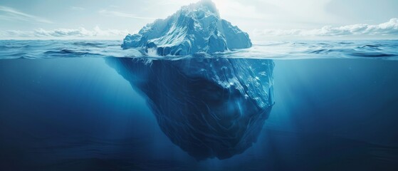 3D Illustration of Iceberg - Hidden Danger and Global Warming Concept
