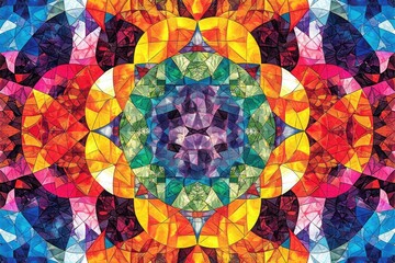 This photograph captures the vibrant beauty of a multicolored flower in all its detail and splendor, A kaleidoscope pattern with harmonic multicolor, representing order amidst chaos, AI Generated