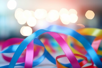 A close-up of a colorful ribbon representing mental health awareness - obrazy, fototapety, plakaty
