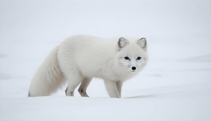 An Arctic Fox With Its White Fur Blending Into The Upscaled 4