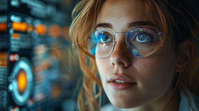 GUI of a female scientist in the future.