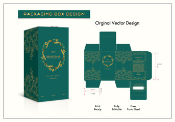 Luxury Packaging box design with Box dies line, 3d Box Mockup, icon, frames and Design elements, 3d Illustration, and Vector design Template.