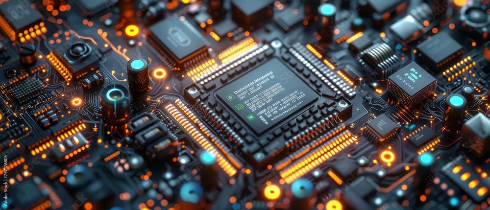 Aufkleber Developing electronics systems. Designing, programming or coding microcontrollers or chips. Isometric concepts of development, engineering electronics systems.