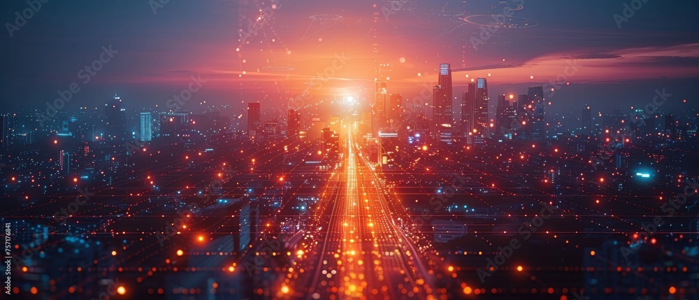 Aufkleber the 5g internet communications concept. iot technology in the future smart city. global wireless net