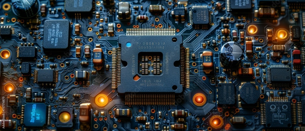 Leinwandbilder Hardware electronics of the mobile phone. Electron chip and processing unit of a smartphone. Repairs, maintenance of the phone badge. Dismantled components, processors of the cellphone inside the