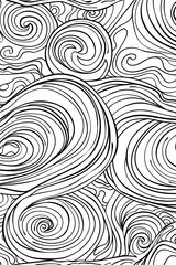 Fototapeta na wymiar Simplistic yet compelling circular swirls creating a mesmerizing pattern in high contrast black and white, coloringpage