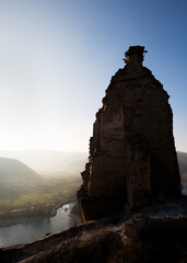 Kuenringerburg, the Castle Ruins above Duernstein, Perched on a Hill in Wachau Valley, where Richard the Lionheart was Incarcerated - 757178077