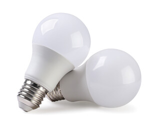 LED lamps close-up on a white background. Isolated