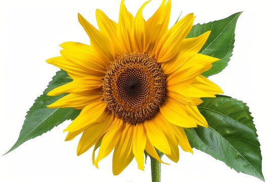 White background with an isolated sunflower