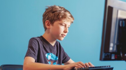 Tech Savvy Young Coder in T-shirt Programming