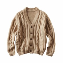 Fototapeta premium Beige Cardigan isolated on white background