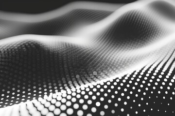 This black and white photo showcases an intricate pattern, flawlessly composed in a monochromatic palette, A multitude of small dots forming a gradient from white to black, AI Generated