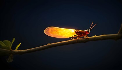 A Firefly Casting Its Light On A Tree Branch Upscaled 3 - Powered by Adobe