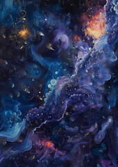 Ethereal Oil Painting of Intricate Celestial Constellations