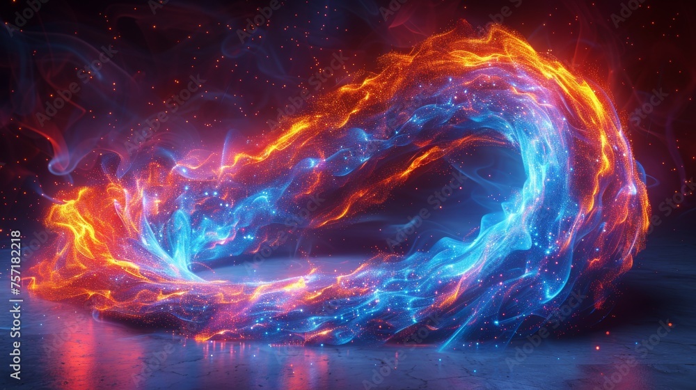 Aufkleber circular light effect. glowing spiral rotation. whirlwinds of energy. neon element for background an
