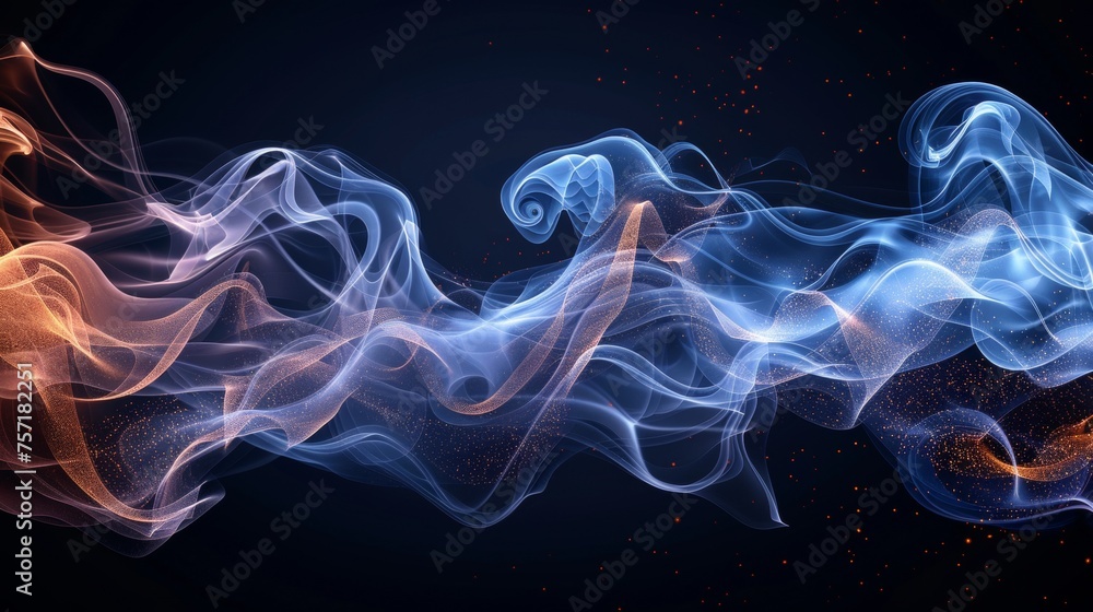 Poster set of modern elements of an air flow on a transparent background. abstract light effect blowing fro