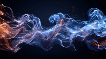 Set of modern elements of an air flow on a transparent background. Abstract light effect blowing from an air conditioner, purifier, or humidifier. - obrazy, fototapety, plakaty