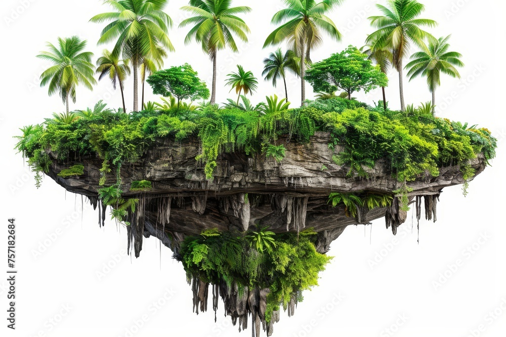 Poster A floating island with groves of trees