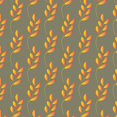 Colorful leaves botanical seamless pattern. Twigs and leaves.
