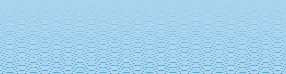 Abstract background with waves for banner. Web banner size. Vector background with lines. Element for design isolated on blue. Blue gradient. Spring, summer. Water, nature