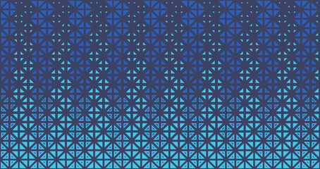 Blue halftone background. Geometric banner with small triangles
