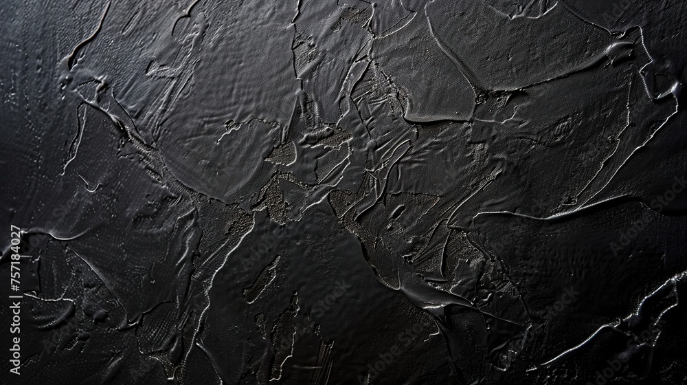 Poster an artistic image of plasterwork, presenting a textured black canvas that could serve as a dramatic 