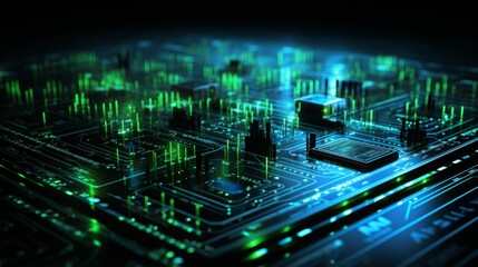 Fototapeta premium green and blue digital algorithm background