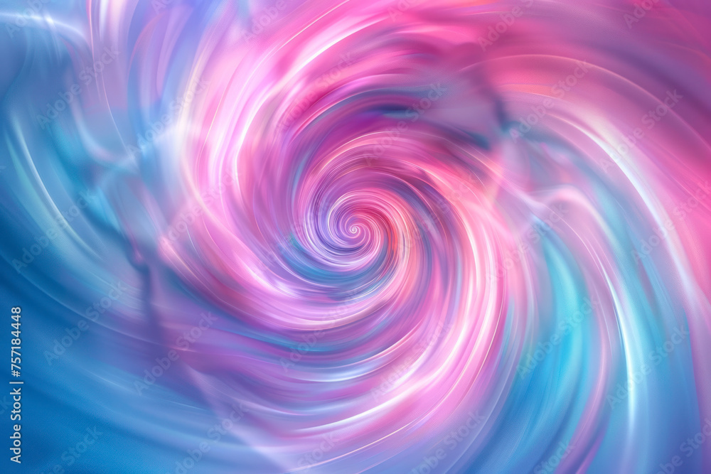 Poster abstract circular pattern with harmonious swirls of pink and blue hues creating a hypnotic spiral ef