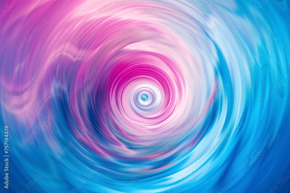 Poster abstract circular pattern with harmonious swirls of pink and blue hues creating a hypnotic spiral ef
