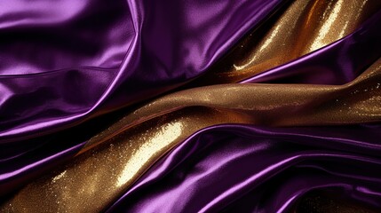 This image simulates a luxurious purple velvet texture sprinkled with golden sparkles, ideal for...