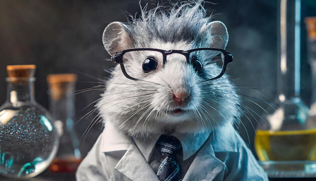 hamster, brille, labor, wissenschaft, proffesor, neu, close up, tier, spaßig, mantel, weiss, Doktor, arzt, copy space, reklame, weiß, spaßig, lustig, 