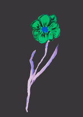 pink and green flower painted baby petals,stems