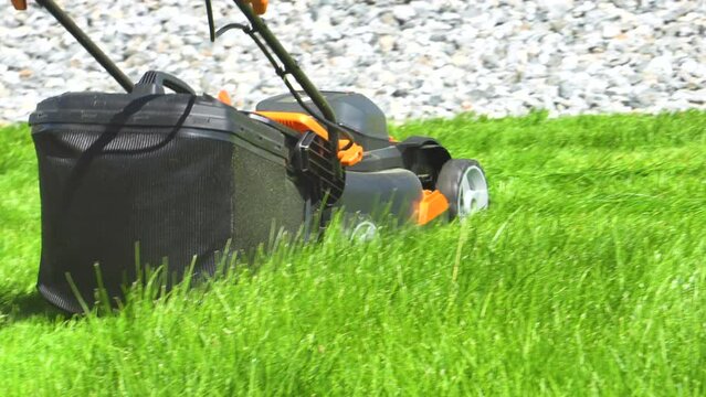 Lush Lawn Care, Mowing with Electric Lawn Mower