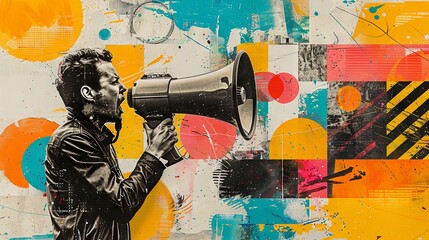 Fototapeta premium Modern Art Collage: Impactful Marketing and Powerful Outreach