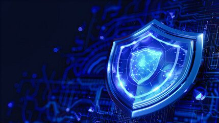 Cybersecurity and Digital Protection, Safe Network and Data Privacy, Technology Security Concept on Blue Background