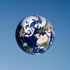 Planet eco of ground illustration on blue background Globe design AI generated 