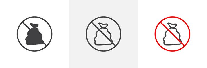 No Garbage Sign Isolated Line Icon Style Design. Simple Vector Illustration