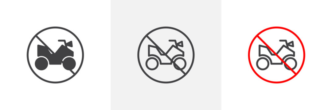 No All Terrain Vehicle Sign Isolated Line Icon Style Design. Simple Vector Illustration