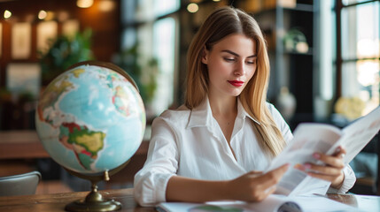 Prosperous entrepreneur expressing plans for the future from a global standpoint.