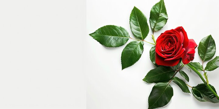 Red rose on a white background, vintage, wallpaper, template.