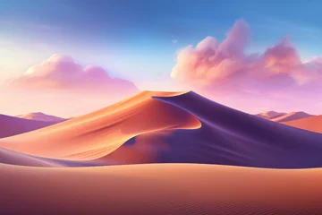 Foto auf Acrylglas A desktop wallpaper of a vibrant and colorful desert landscape with a sand dune in the foreground © Michael Böhm