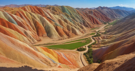 Stunning view of the colorful danxia landform in China. - obrazy, fototapety, plakaty