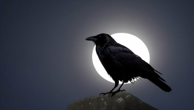 A Crow With Its Feathers Shimmering In The Moonlig