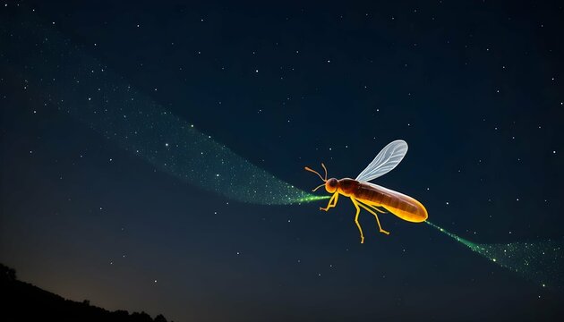 A Firefly Creating Patterns In The Night Sky